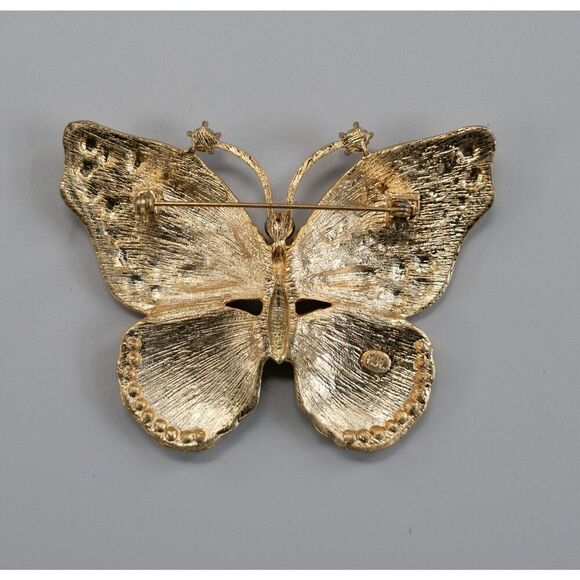 Kenneth Jay Lane KJL Designer Signed Enamel AB Crystals Large Butterfly Brooch - Picture 2 of 9